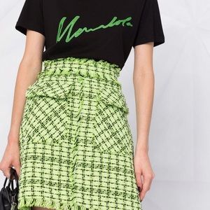 NWOT: MSGM A-Line Tweed Skirt in Green.
